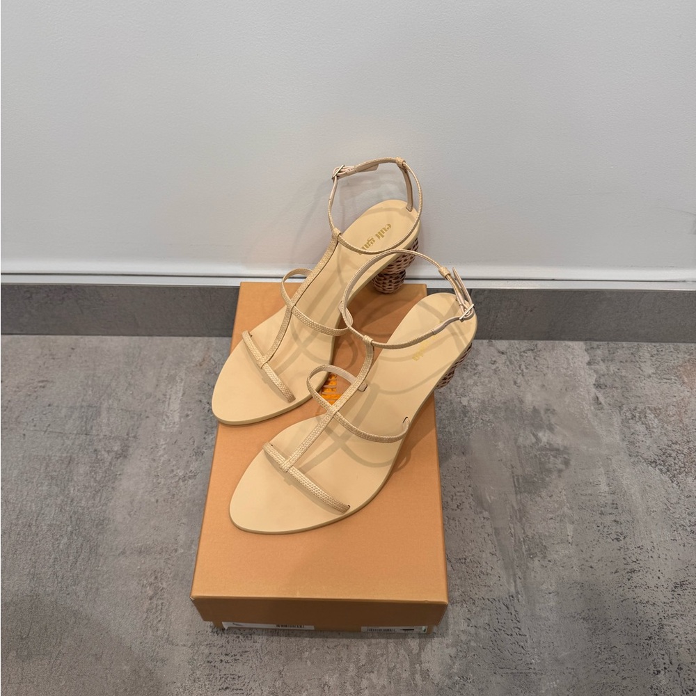 Cult Gaia Beige Strappy Sandals